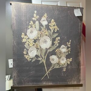 Hobby Lobby Floral Canvas Art - Gray and Cream